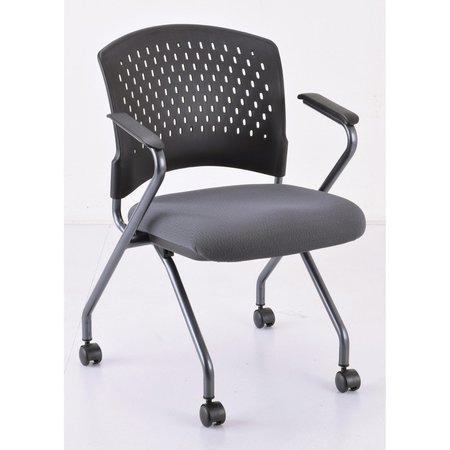 OFFICESOURCE Perch Collection Nesting Chair with Arms and Casters, Titanium Frame 3294TNSFGR